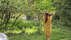 NO PANTIES Public Flashing in Camping side on Selfie