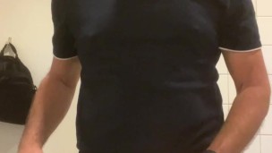 Jerking off in the public bathroom and have an INTENSE shuttering orgasm!!