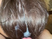 This Natural Remedy Will Strengthen Your HAIR! Cumshot on Hair. Brushing Cum Into Hair. 13/16