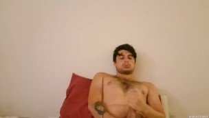 orgasms and intense moans boy masturbates his big cock