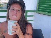 Police Woman smoking💨 While Drink A Coffee