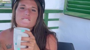 Police Woman SMOKING💨 While Drink A Coffee
