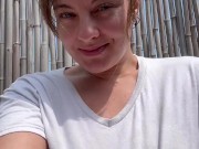 White T shirt weather SFW vertical behind the scenes selfie clip 3/16