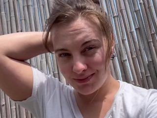 White T shirt weather SFW vertical behind the scenes selfie clip