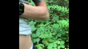 Teen pulls out cock on trail