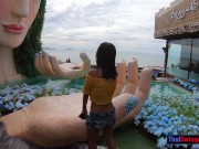 Asian GF cutie from Thailand pleases her BF after a day out with him