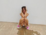 Sexy girl in a bodysuit pees 12/16