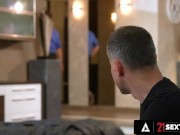 Busty Cutie Gets DP After Being Face Fucked 1/16