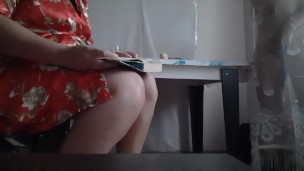 While my stepmother is reading a book, I masturbate behind the curtain - IkaSmokS