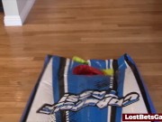 Following a strip game these hot lesbians are playing with each other in the kitchen 3/16