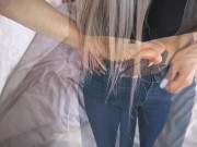 Last night's pee in bed. I wet my bed and pee on myself 2/16