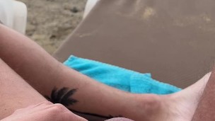 Naked at Gaybeach playing my big cock public