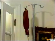 Nasty blonde and brunette babes tease and pump their shaved asses with water 11/16