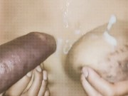 CUM SHOT ON TITS NIPPLES FILLED WITH DICK CUM