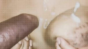 CUM SHOT ON TITS NIPPLES FILLED WITH DICK CUM