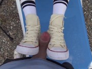 Caught hot blonde wife masturbating outside by the pool 6/16