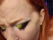 Redhead trains her throat with her cute pink toy