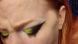 Redhead trains her throat with her cute pink toy