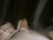 A strict teacher in black tights makes her lick her shoes, changes her tights and brings herself to 11/16