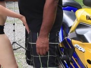 Hot interracial sex outside on my motorbike 2/16