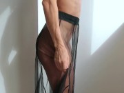 My transparent outfit will excite anyone! Morning exercises on a big dildo - Melissa Burn 1/16