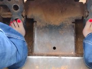 Pedal pumping a bobcat tractor with shoes then socks then barefooted 11/16