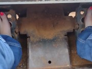 Pedal pumping a bobcat tractor with shoes then socks then barefooted 5/16