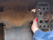 Pedal pumping a bobcat tractor with shoes then socks then barefooted 8/16