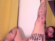 Creamy pussy explosively squirts to the point of trembling and collapse, lying in a puddle of squirt 9/16