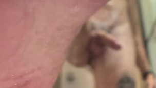 cumming after jerkking my big cock in the shower
