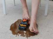 Pouring syrup on my feet and giving a model toy car a footjob 12/16