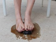 Pouring syrup on my feet and giving a model toy car a footjob 9/16