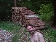 Real amateur public forest nude male masturbation 13/16