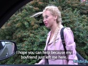 Public Agent skinny blonde girlfriend secretly cheats on her boyfriend and lets new guy cum inside her pussy 1/16