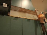 Sexy and Tight Pussy Hot Brunette Girl in Black Stockings has Piercing in her Pussy and wants to Panties take off to flash 11/16