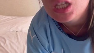 😈Footballer Girl Playing With Her LITTLE Pussy And SMOKING💨