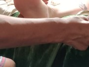Interracial foot massage from Mexican husband to his white wife with lotion 15/16