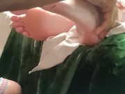 Interracial foot massage from Mexican husband to his white wife with lotion 6/16