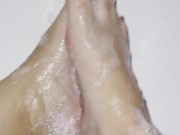 Hot Goth Girl Bubbly Foot Teasing and Scrubbing 14/16