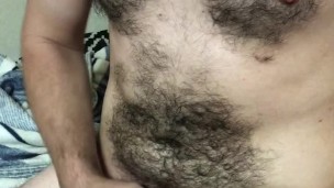 Jerking my dick off and squirting cum on my tits