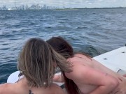 Nadia Foxx & Serenity Cox fuck 3 men on a boat in public ending in triple facial / Amateur orgy 12/16