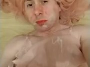 Sissy Alicia cums on face and eats her cum 13/16