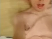 Sissy Alicia cums on face and eats her cum 6/16