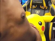 Ladykaiyo model does nude photoshoot in bedroom with pikachu 13/16