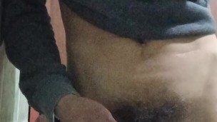 interesting cumshot after urinating in the bathroom