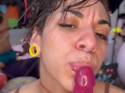 Sloppy Dildo Deep Throat Training to Wreck My Gag Reflex - Fae Fury 14/16