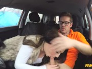Fake Driving School - Cock starved busty brunette demand cock in her wet pussy 6/16