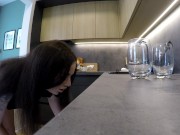 Hot Sexy Brunette MILF Housewife at home no panties in a Cut Miniskirt to flash meaty juicy pussy 12/16