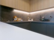 Hot Sexy Brunette MILF Housewife at home no panties in a Cut Miniskirt to flash meaty juicy pussy 3/16