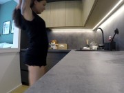 Hot Sexy Brunette MILF Housewife at home no panties in a Cut Miniskirt to flash meaty juicy pussy 6/16